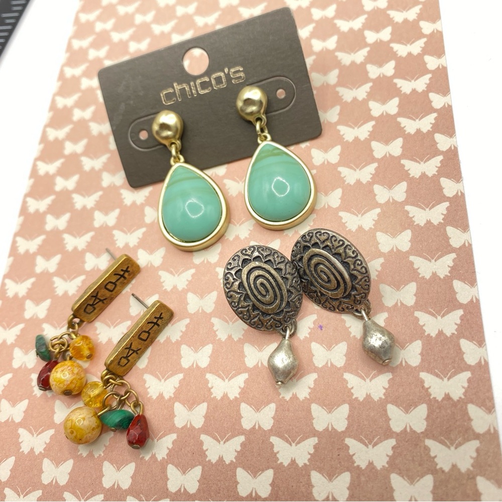 CHICO’S Earrings Bundle Of 3 Pairs Post Bohemian